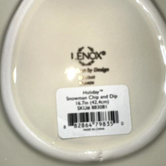 NIB - LENOX - Large Snowman Chip & Dip Set Bowl - Holiday Theme - 16.5" x 9.5" - Picture 5 of 6